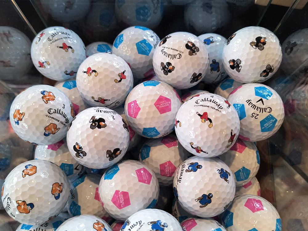 Colorful collection of golf balls 